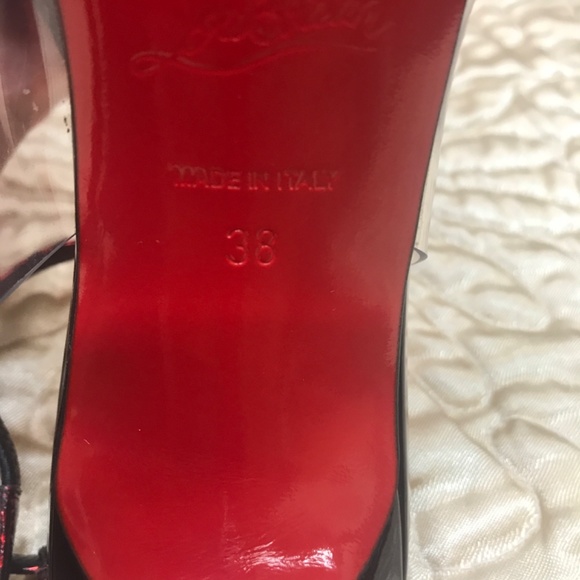 Christian Louboutin Red Black heels 38 Optichoc Perfect With Bag - Picture 7 of 8